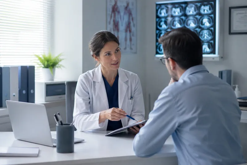 Patient discussing laparoscopic surgery with a specialist in Poland