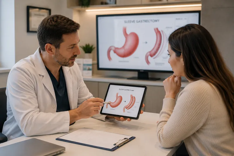Bariatric surgeon explaining how sleeve gastrectomy works