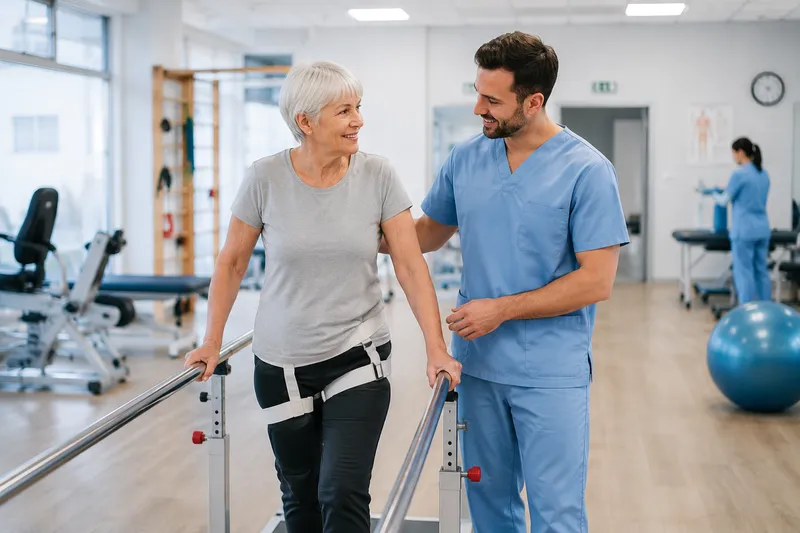 Orthopaedic surgeon reviewing scans with a patient in Poland