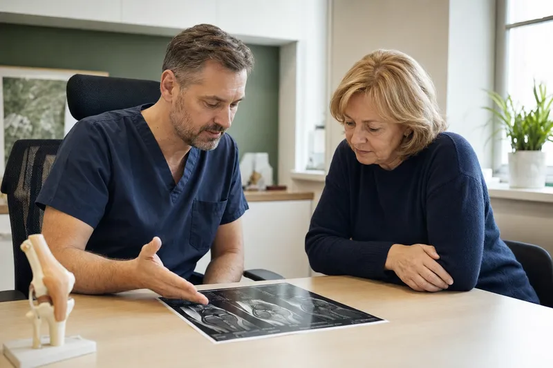 Knee orthopaedic specialist discussing treatment with a patient in Poland